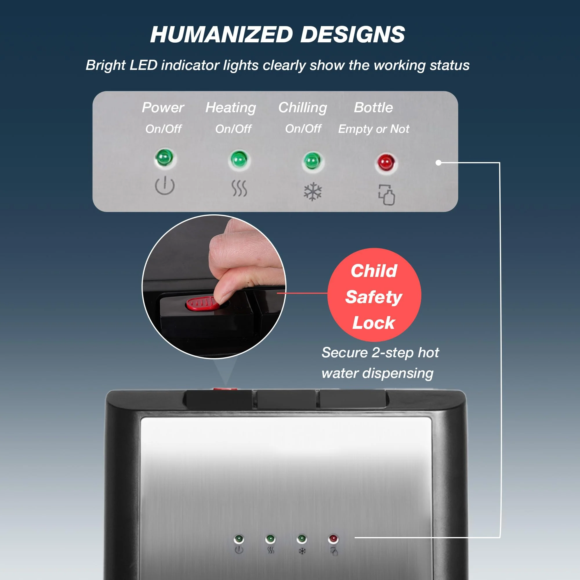 Bottom Loading Water Cooler Dispenser for 5 Gallon Bottles