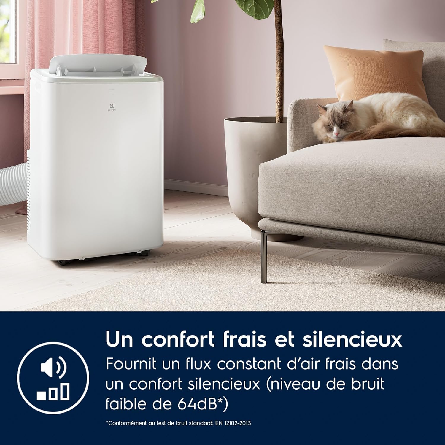 Electrolux Comfort 600 transportable AC BTU 9000, EXP26U338CW, Climatiseur Portable, 2,6 KW, Mode Silencieux, Fonction 3-en-1, WiFi, Affichage LED, Télécommande Intuitive, Blanc