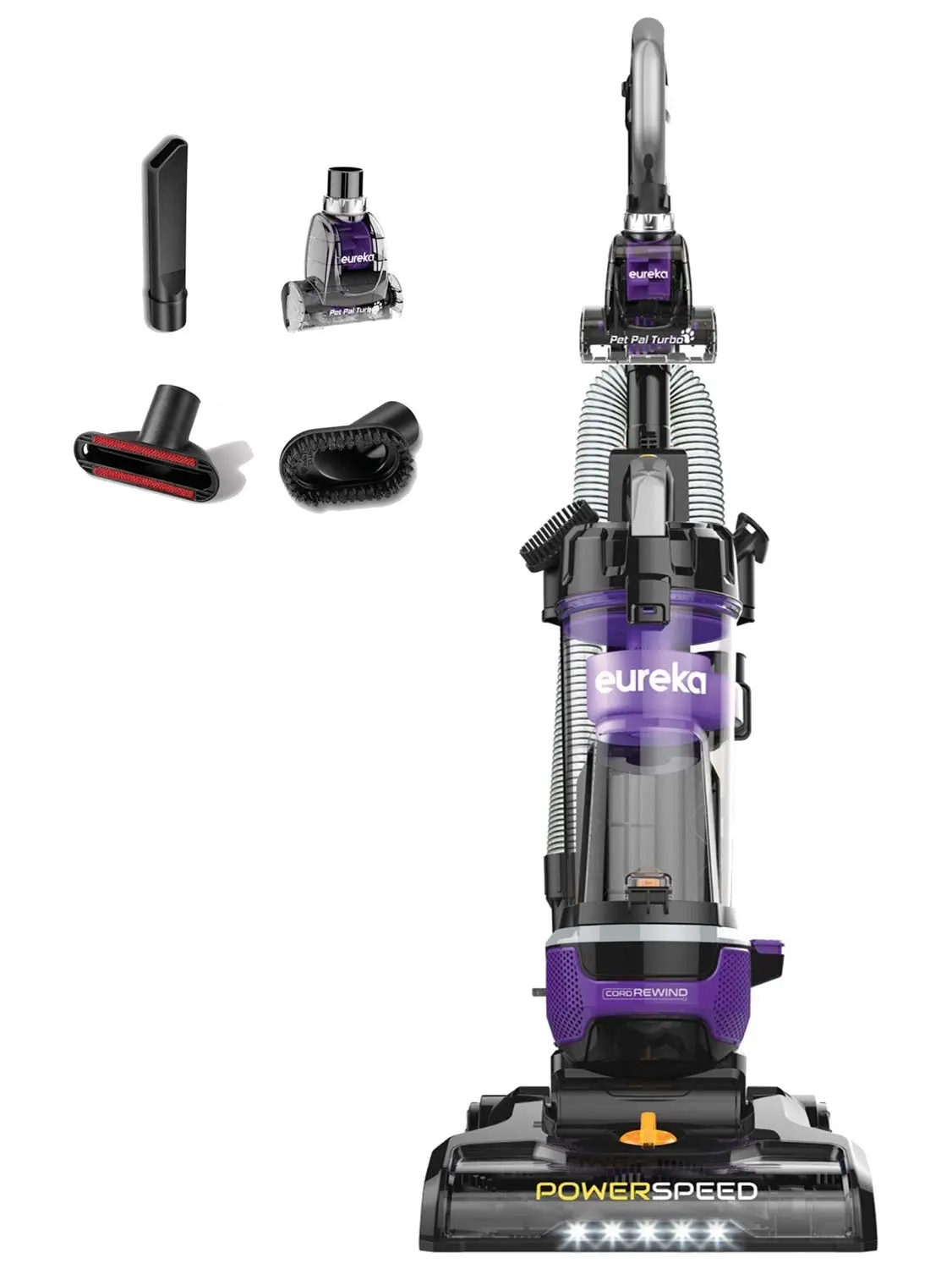 Eureka Powerful Lightweight Upright Vacuum Carpet and Floor, PowerSpeed NEU202 with Automatic Cord Rewind, Purple