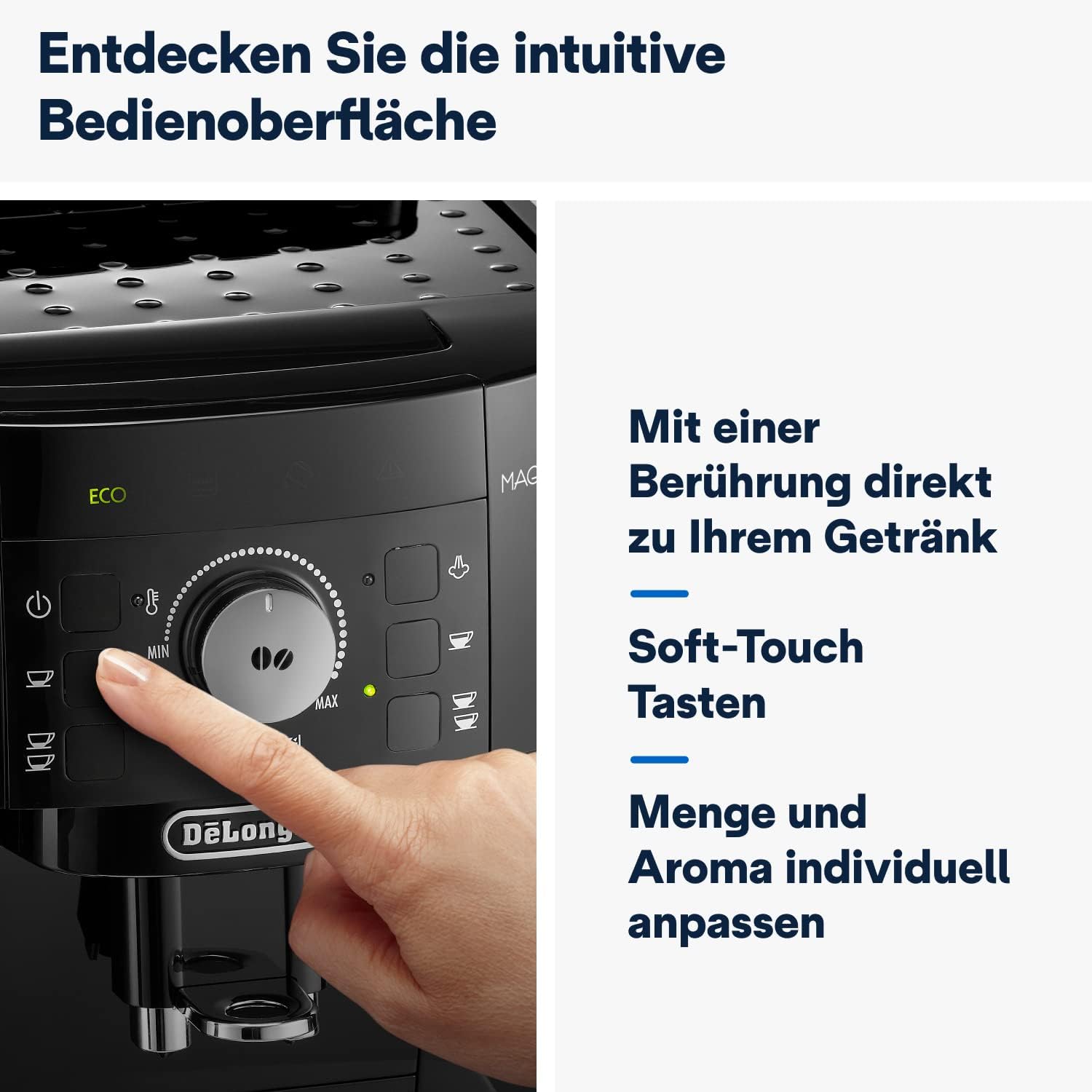De'Longhi Magnifica S ECAM11.112.B, Kaffeevollautomat mit Milchaufschumdüse für Cappuccino, mit Espresso Direktwahltasten und Drehregler, 2-Tassen-Funktion, Schwarz