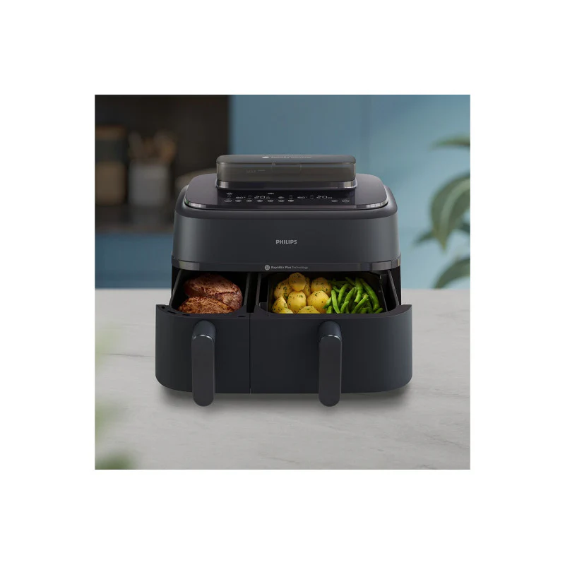 Friteuse Sans Huile   Airfryer Na555 00 Série 5000 Double Panier 9l Philips