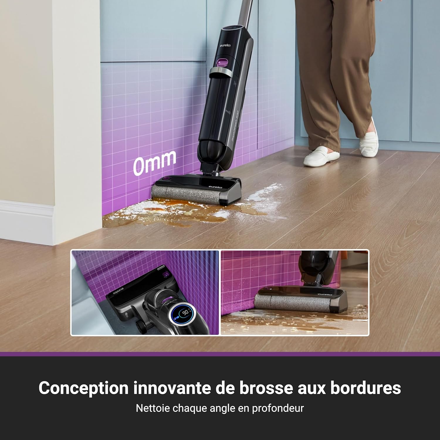 Eureka RapidWash NEW630 Aspirateur Laveur sans Fil,Aspirateur Balai Sec et Humide Inclinaison à 170°,Séchage Air Chaud 60℃,Anti Enchevêtrement,Autonomie 38 Mins,Aspirateur Eau et Poussière Sols Durs