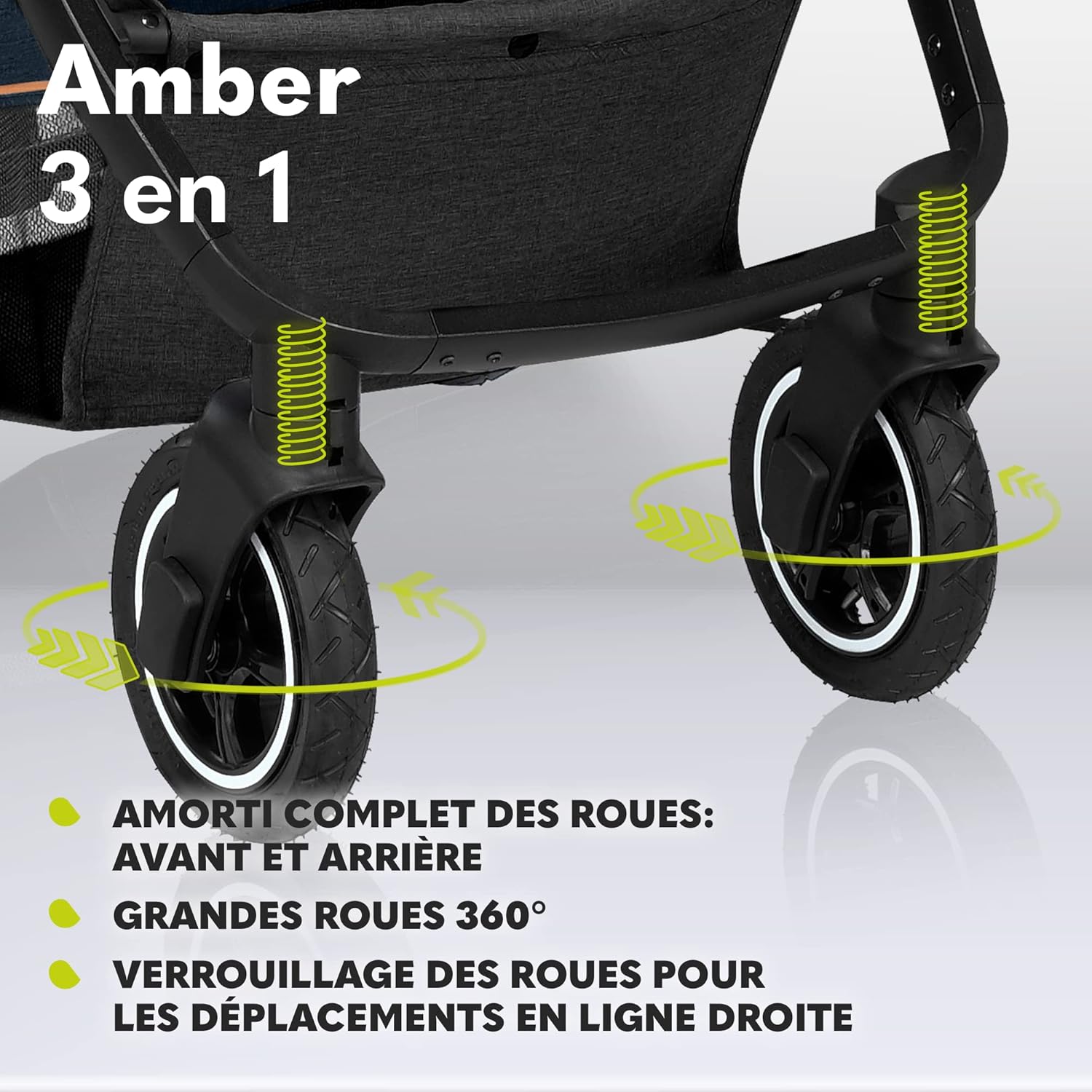 LIONELO Amber 3 in 1 poussette multifonctionnellle, landau, ensemble poussette avec siège sport et nacelle fixe, sac, moustiquaire, couvrir, feuille de pluie mit siege auto