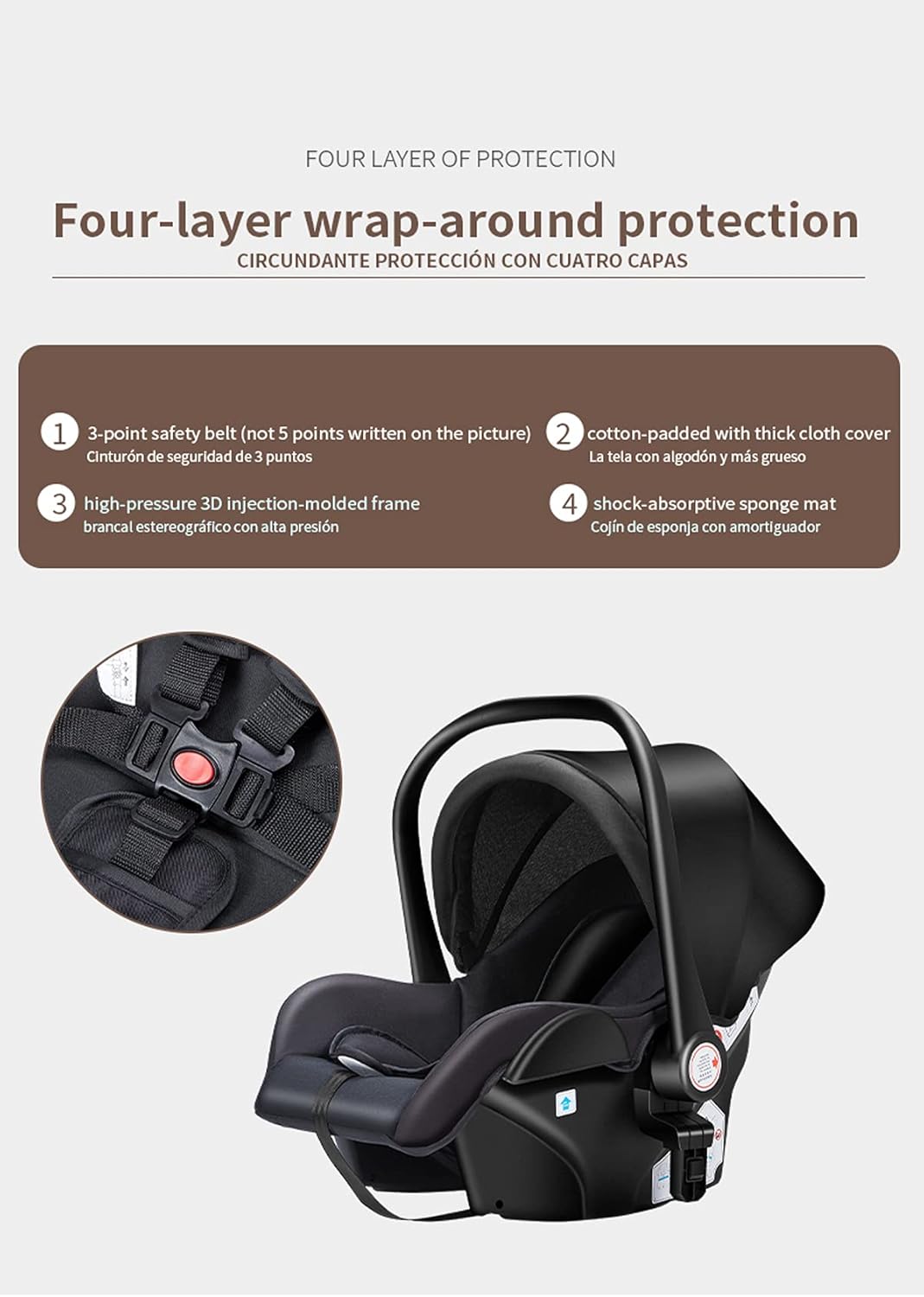Magic ZC Poussette 3 en 1, Poussette Bebe avec Conception Portable Pliable en Un Clic, Pousette 3 en 1 avec Poussée Réversible Bidirectionnelle, Poussette Trio avec Accessoires (black gold 588)