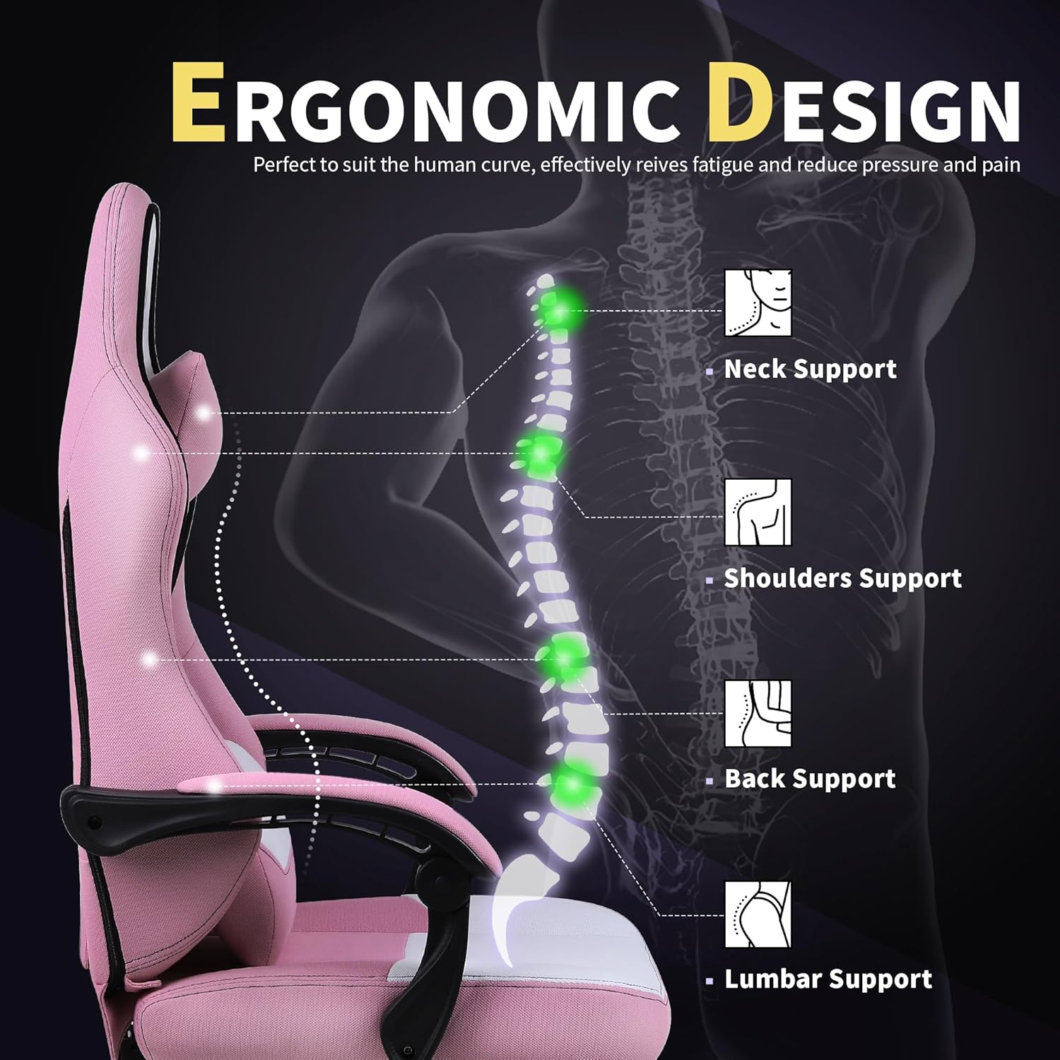 Ulody Chaise Gaming Ergonomique, Fauteuil de Bureau Pivotant, Dossier Haut, Siege Gamer avec Appui-tête et Soutien Lombaire Ajustables, Chaise de Jeu avec Repose-Pieds(Gris)