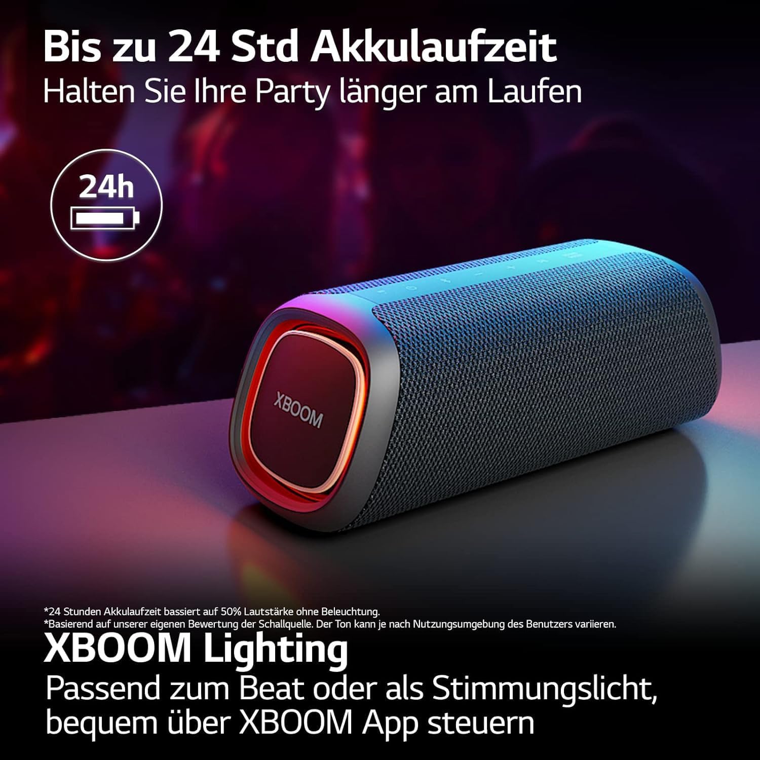 LG, Enceinte Bluetooth puissante, Portable, Enceinte Bluetooth Lumineuse, XBOOM 360°, Éclairage Personnalisable, Jusqu'à 24h d'autonomie, Enceinte Bluetooth Design, DXO2T