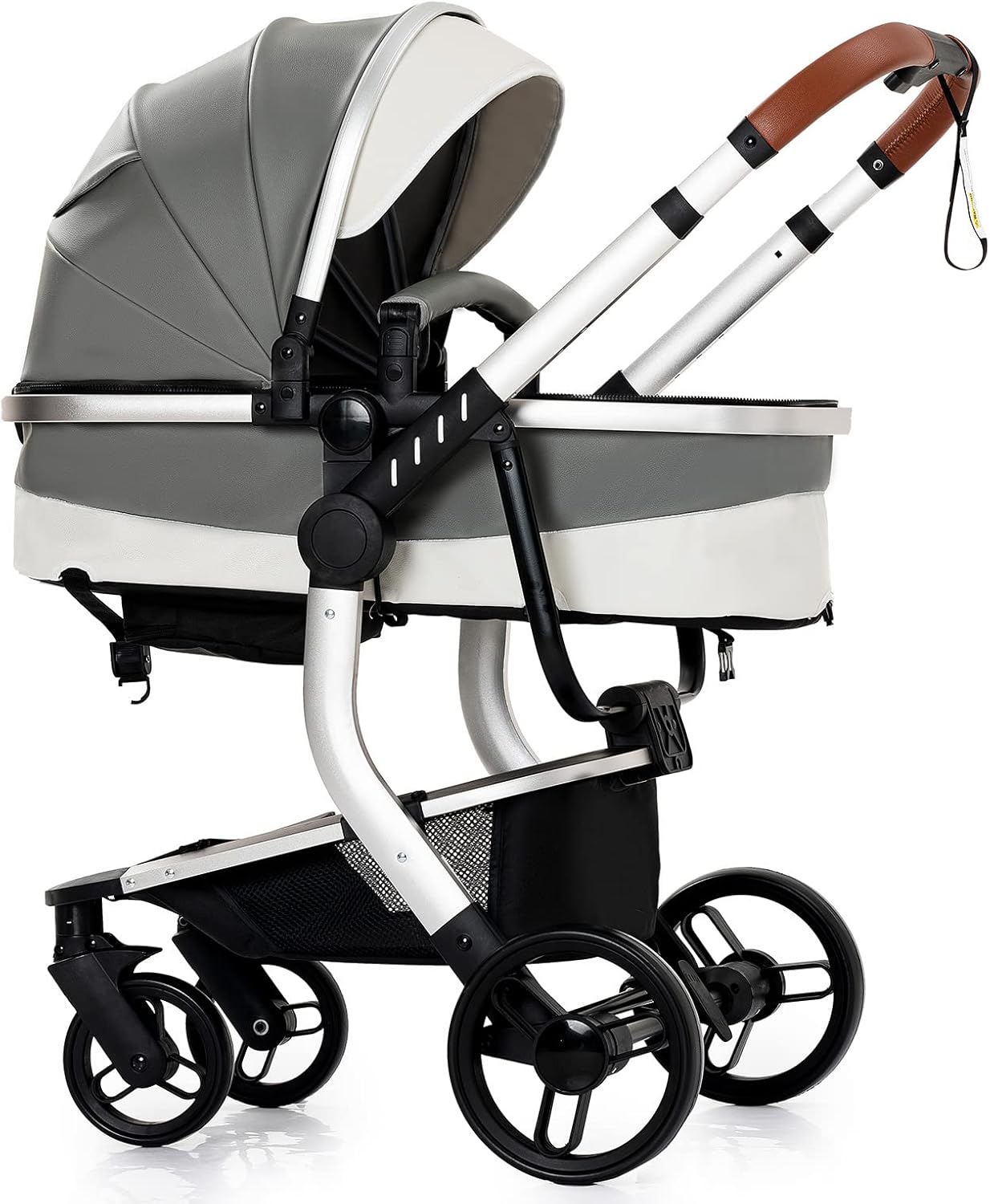 Magic ZC Poussette 3 en 1, Poussette Bebe avec Conception Portable Pliable en Un Clic, Pousette 3 en 1 avec Poussée Réversible Bidirectionnelle, Poussette Trio avec Accessoires (black gold 588)