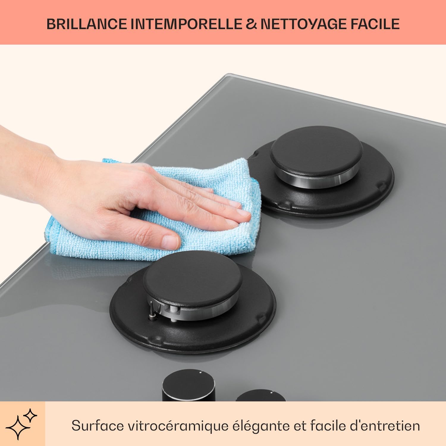 Klarstein Table de Cuisson à Gaz, Plaque de Cuisson Gaz à 4 Brûleurs, Table de Cuisson Electrique à 4 Feux de 8000W, Cuisiniere Gaz, Gaziniere Gaz avec Brûleurs en Acier Inoxydable, Cuisinières GPL