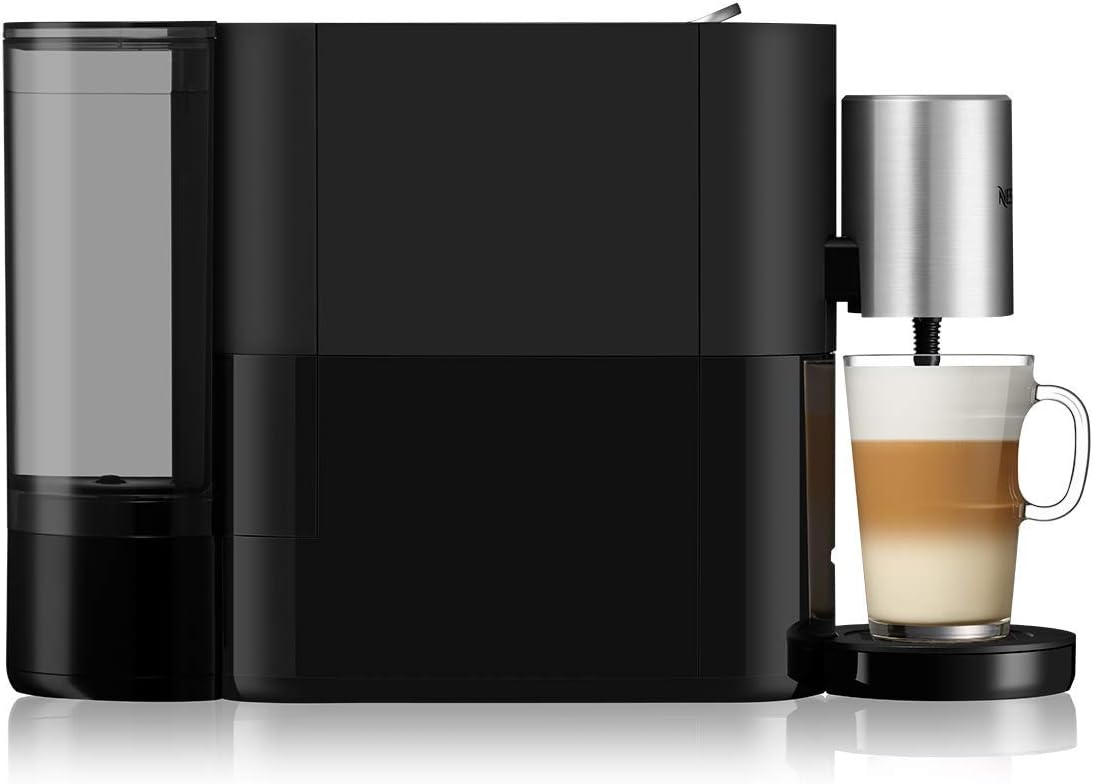 Krups Machine à Café Nespresso Atelier XN8908 - Système de Mousse de Lait - Réservoir d'eau de 1 l - Avec Tasses en Verre Nespresso + Capsules - Pression 19 Bar - Noir/Argenté