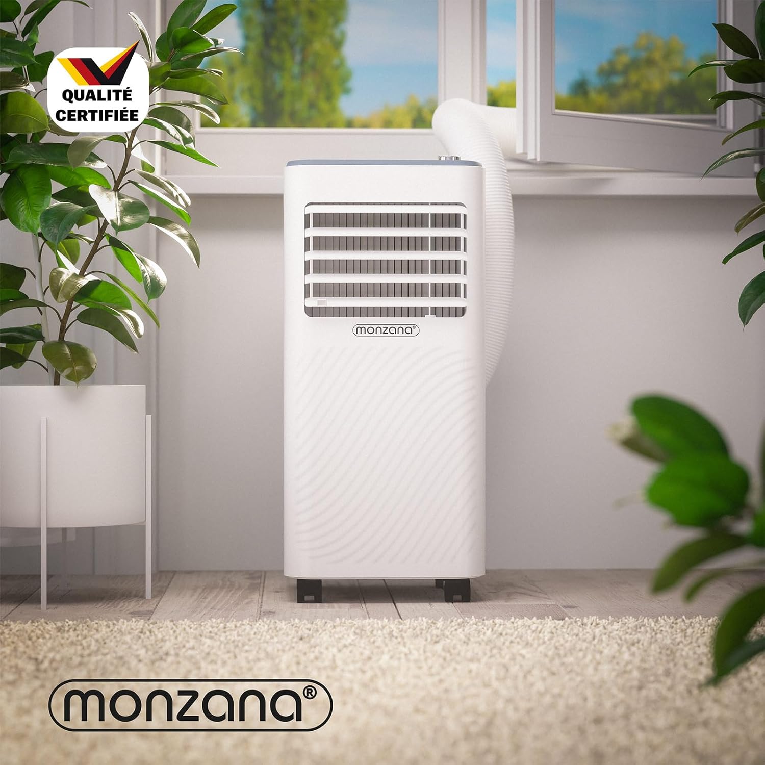 Monzana® Climatiseur Mobile MZKA2000 Tuyau d'évacuation 7000 BTU 4en1 750W 24h Timer Déshumidificateur Kit volet Roulant