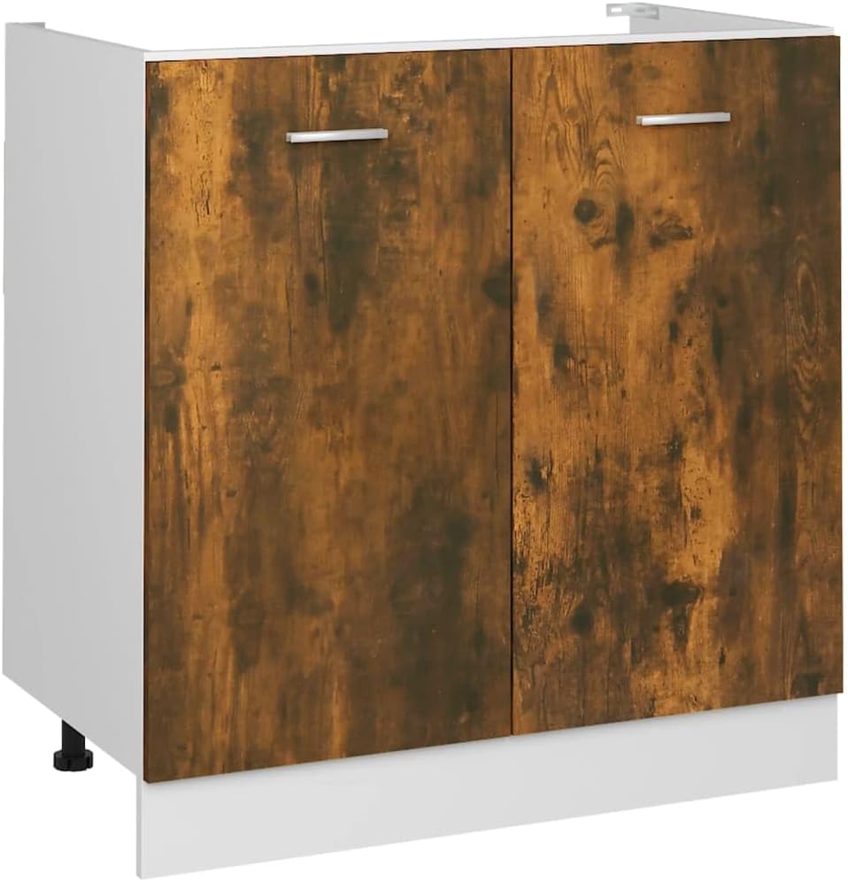 vidaXL Armoire à Micro-Ondes Placard Armoire de Rangement Meubles de Cuisine avec 4 Etagères Intérieur Maison Gris Béton 60x57x207 cm Aggloméré