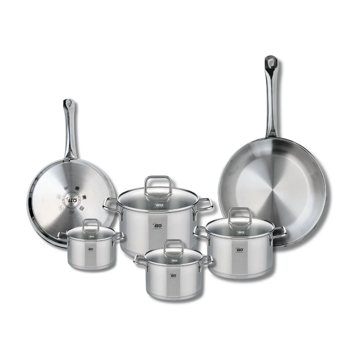 Ensemble de 2 Poêles de cuisson 24 et 28 cm et 4 faitouts 12, 14, 16 et 20 cm Elo Profi Citrin Elo