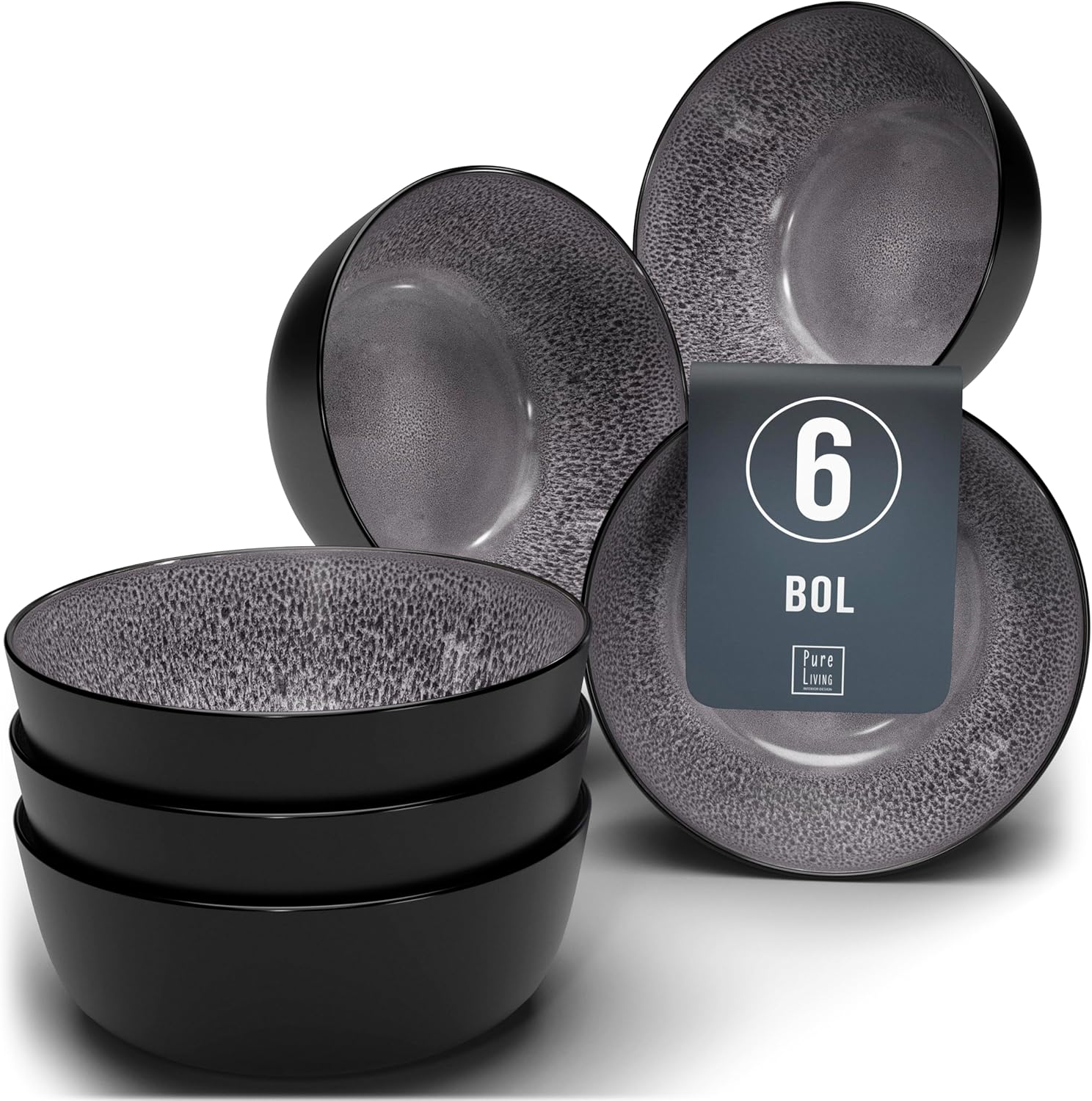 Service de Vaisselle en Grès Ibiza 36 pièces –Ensemble de Vaisselle pour 12 Personnes, Adapté au Lave-Vaisselle et au Micro-Ondes, Pure Living bleu fumé, Assiettes Service de Table