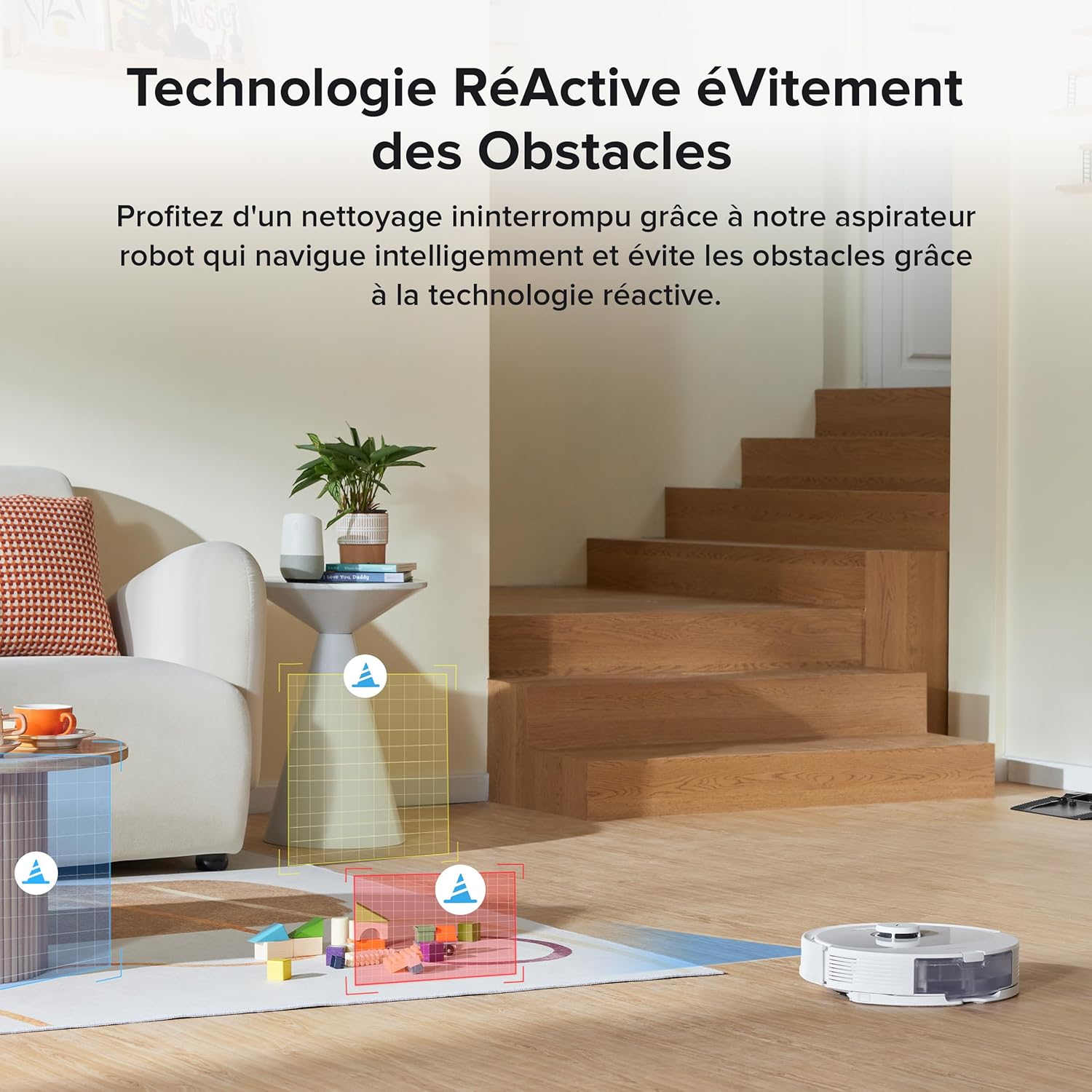 roborock Q8 Max+ Aspirateur Robot Laveur avec Station, Vidage Automatique, 5500Pa Aspiration, Brosse DuoRoller, Navigation LiDAR, Évitement d'obstacles, Cartographie Multi-Niveaux, Contrôle APP/Vocale