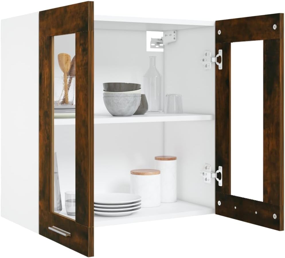 vidaXL Armoire à Micro-Ondes Placard Armoire de Rangement Meubles de Cuisine avec 4 Etagères Intérieur Maison Gris Béton 60x57x207 cm Aggloméré