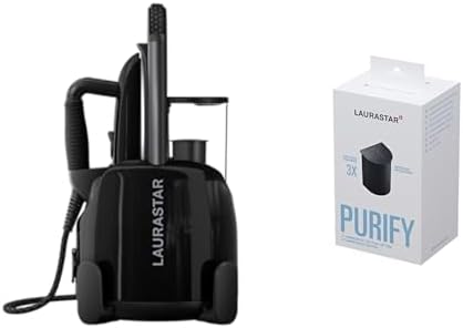 Laurastar Lift Plus Ultimate Black, Centrale Vapeur Nomade 3en1, Repasse, Défroisse et Purifie Vos Textiles, Vapeur Hygiénique, Design, Réservoir Amovible, Repassage Vertical, Enrouleur Automatique,