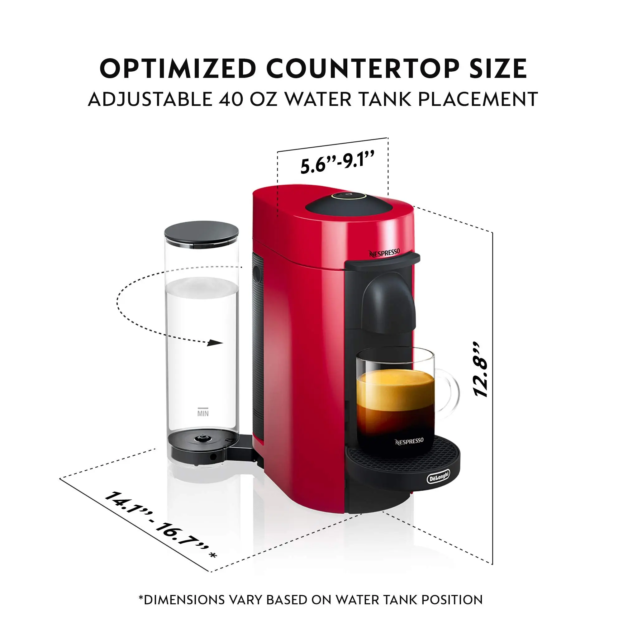 Nespresso Vertuo Plus Deluxe Coffee and Espresso Maker by De'Longhi, Matte Black