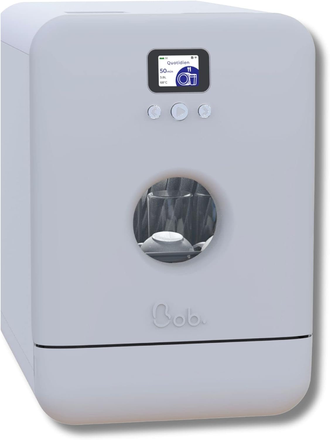 DAAN TECH Bob - Lave-vaisselle Compact 3 Couverts Encastrable - Pose Libre, Avec Réservoir, Portable - Séchage Naturel - Assiette 29 cm - Label Origine France Garantie, Eco-Conçu (Blanc-Rouge)