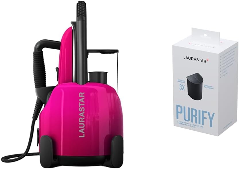 Laurastar Lift Plus Ultimate Black, Centrale Vapeur Nomade 3en1, Repasse, Défroisse et Purifie Vos Textiles, Vapeur Hygiénique, Design, Réservoir Amovible, Repassage Vertical, Enrouleur Automatique,
