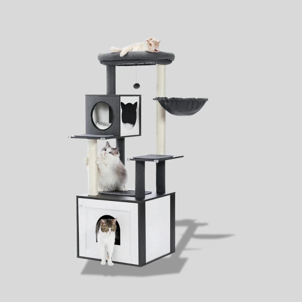 Arbre à chat avec litière - Espace rangement pour la litière