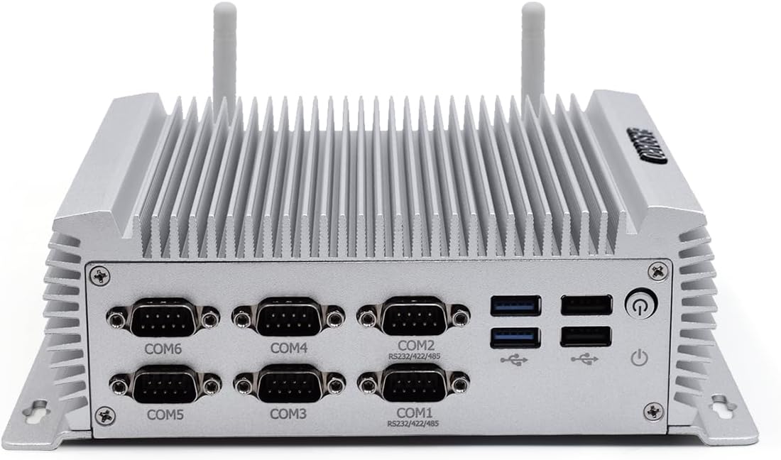 BASOARO Mini PC Industriel Win 10, PC de Bureau sans Ventilateur, Core i7 4500U, 8G RAM 256G SSD, 2 Gigabit Ethernet, HD, VGA, RS232/RS485 COM Port, 4 USB3.0, 4 USB2.0, WiFi, BT