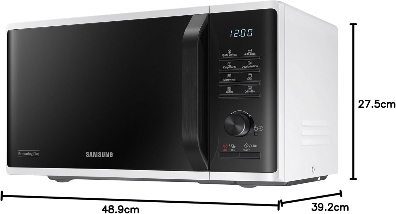 Samsung Four à micro-ondes Grill Advanced, MG23K3515CK/ET, cuisson croustillante, AutoCook, Micro-ondes + Grill 800W + 1100W 23L 49L x 27,5H x 39P cm Noir