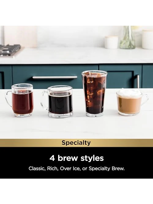 Ninja Pod & Grounds Specialty Single-Serve Coffee Maker, K-Cup Pod Compatible, Brews Grounds, Compact Design, Built-In Milk Frother, 56-oz. Reservoir, 6-oz. Cup to 24-oz. Mug Sizes, Black, PB051