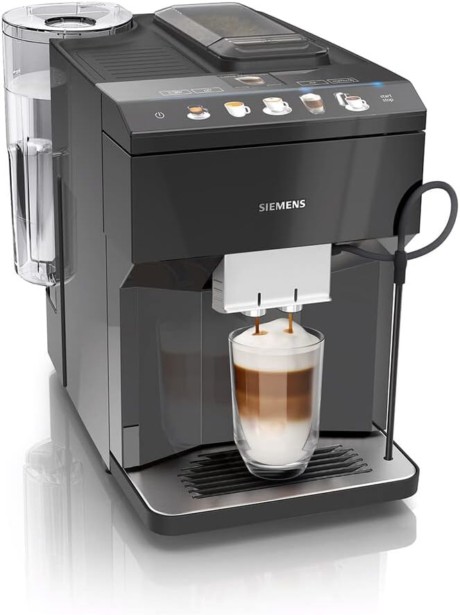 SIEMENS, machine à café tout automatique, EQ.500 integral, aromaDouble Shot, système autoMilk Clean, ceramDrive, affichage coffeeSelect, oneTouch DoubleCup, Noir saphir métallique, TQ505R09