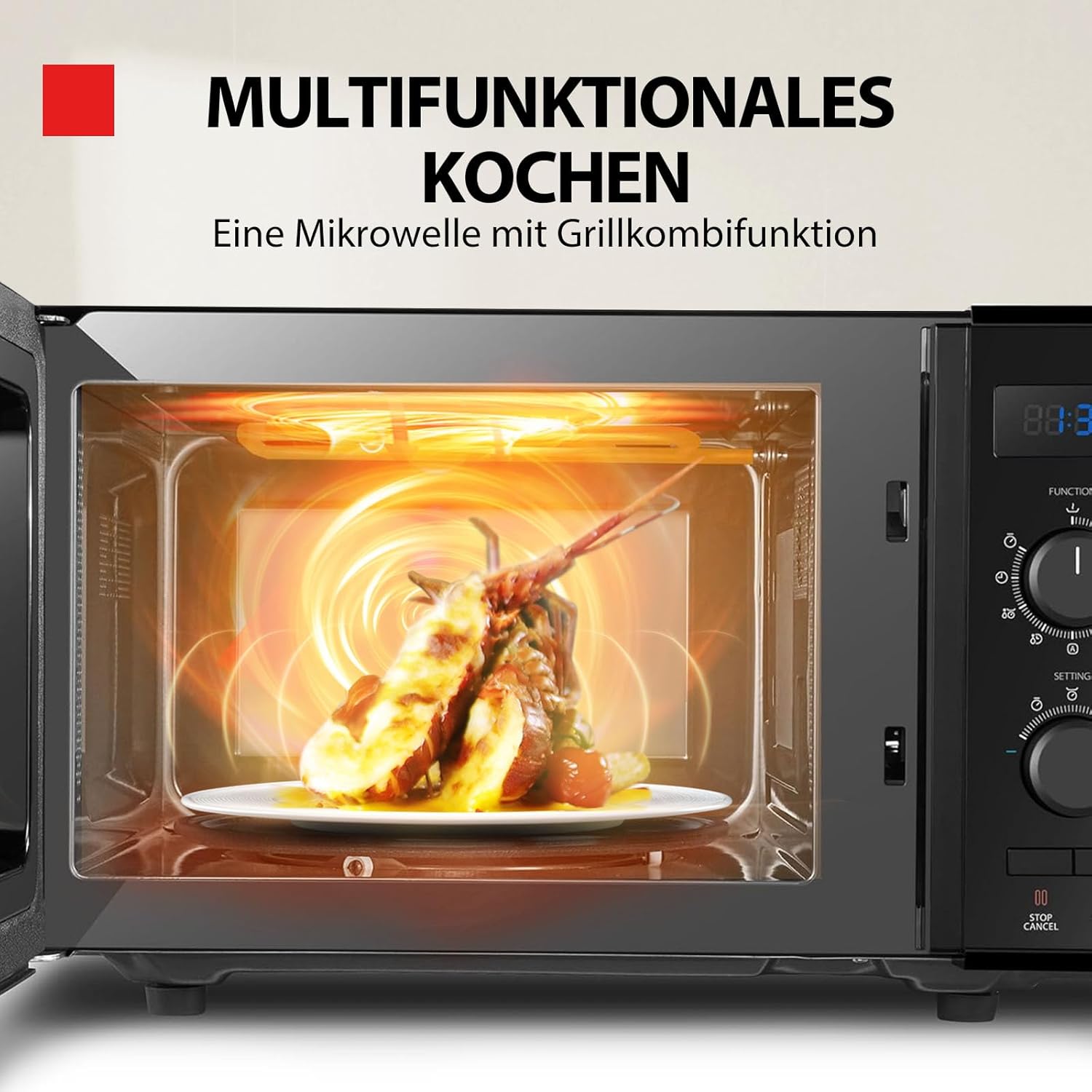 Toshiba Four à micro-ondes 4-en-1 25L MV-TC25T(BK), Technologie Origin Inverter, Micro-ondes avec friteuse à air chaud & Air chaud & Grill & Fonction Combi, 2100 W, Noir