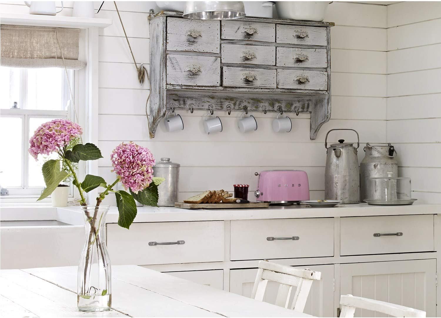 Smeg TSF01PKUK Grille-pain (2 tranches, rose, acier, boutons, rotatif, 950 W, 220-240 V)