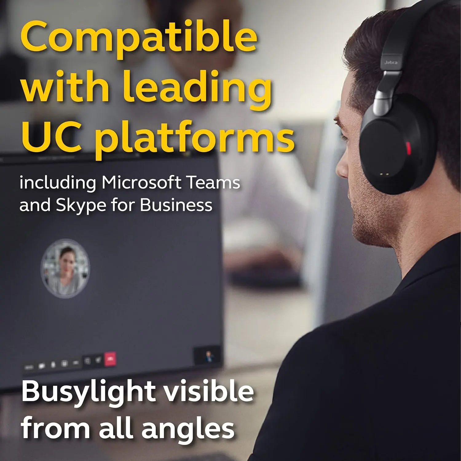 Jabra Evolve2 85 UC Wireless Headphones with Link380a & Charging Stand, Stereo, Black – Wireless Bluetooth Headset for Calls and Music, 37 Hours of Battery Life, Advanced Noise Cancelling Headphones