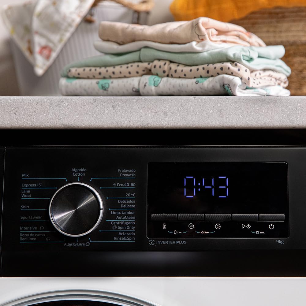 Cecotec Lavadora 8 Kg Carga Frontal Bolero Dresscode 8500 Inverter A. 1900 W, 1400 rpm, Motor Inverter Plus, Bajo Consumo, 16 Programas, SteamMax, Delay Start, Blanco