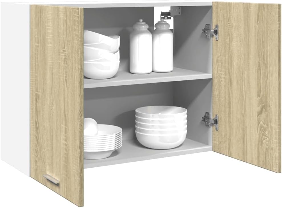 vidaXL Armoire à Micro-Ondes Placard Armoire de Rangement Meubles de Cuisine avec 4 Etagères Intérieur Maison Gris Béton 60x57x207 cm Aggloméré