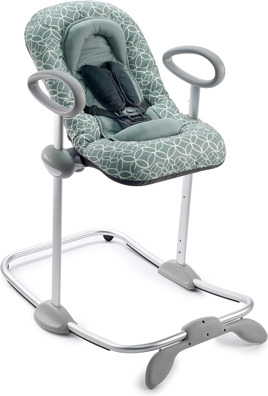 Béaba, Transat Up & Down IV, Transat Réglable en Hauteur, Unisexe pour Bébé et Enfants, 3 Positions d'Inclinaison, Harnais Sécurité 5 Points, Réducteur de Naissance, Gris minéral et miel