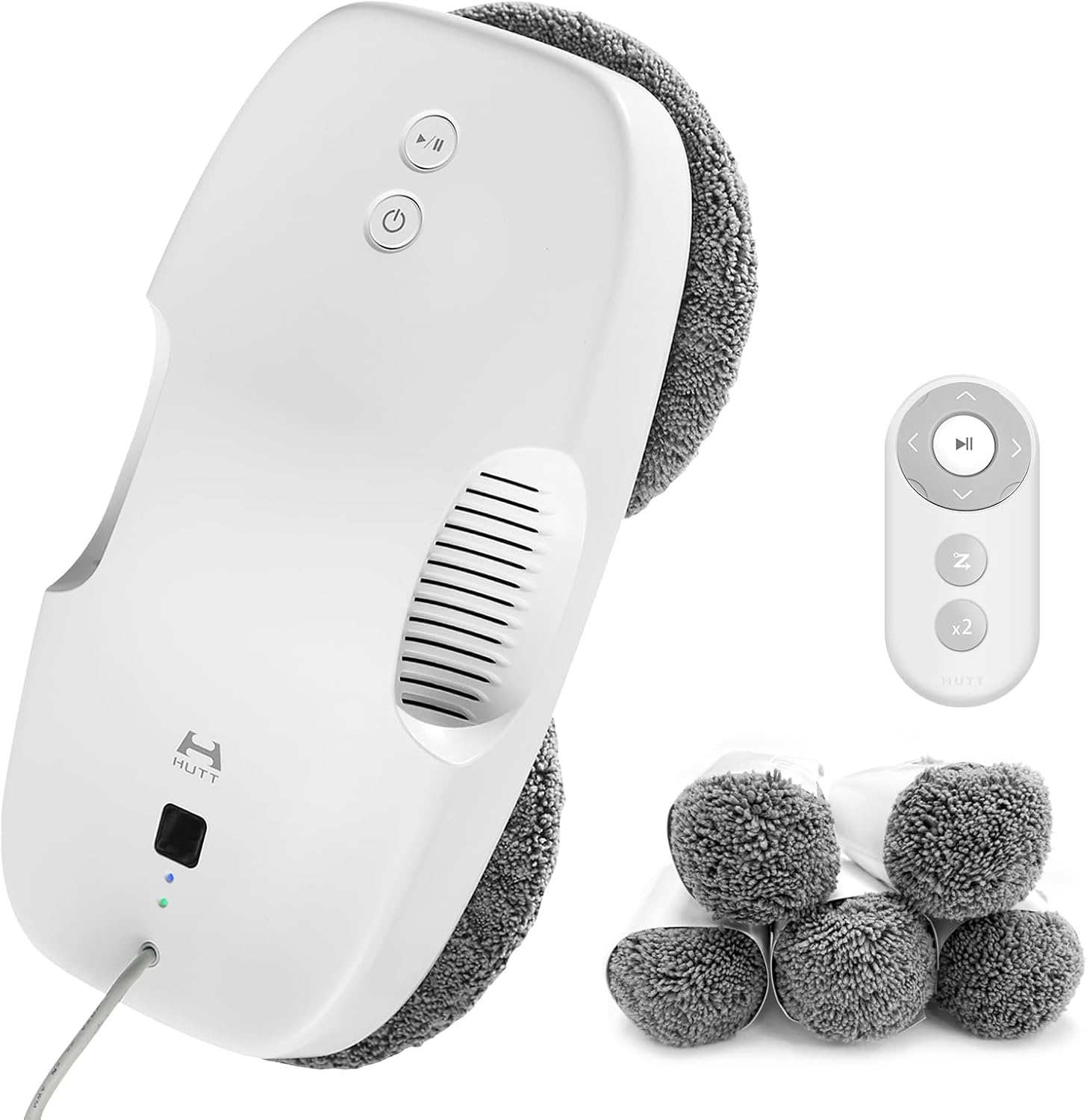 HUTT DDC55 Robot Nettoyeur Vitre, Robot Laveur de Vitre Automatique, Système de Sécurité, Navigation Intelligente, Télécommandé, pour Toutes Les Surfaces Lisses, avec 12 Chiffons