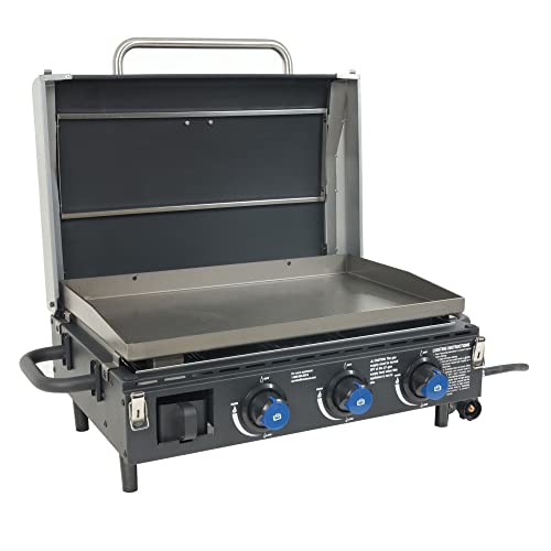 Razor Griddle Gas Grill & Griddle for Backyard Cooking and Camping, Portable Grill with Cart & Side Shelf