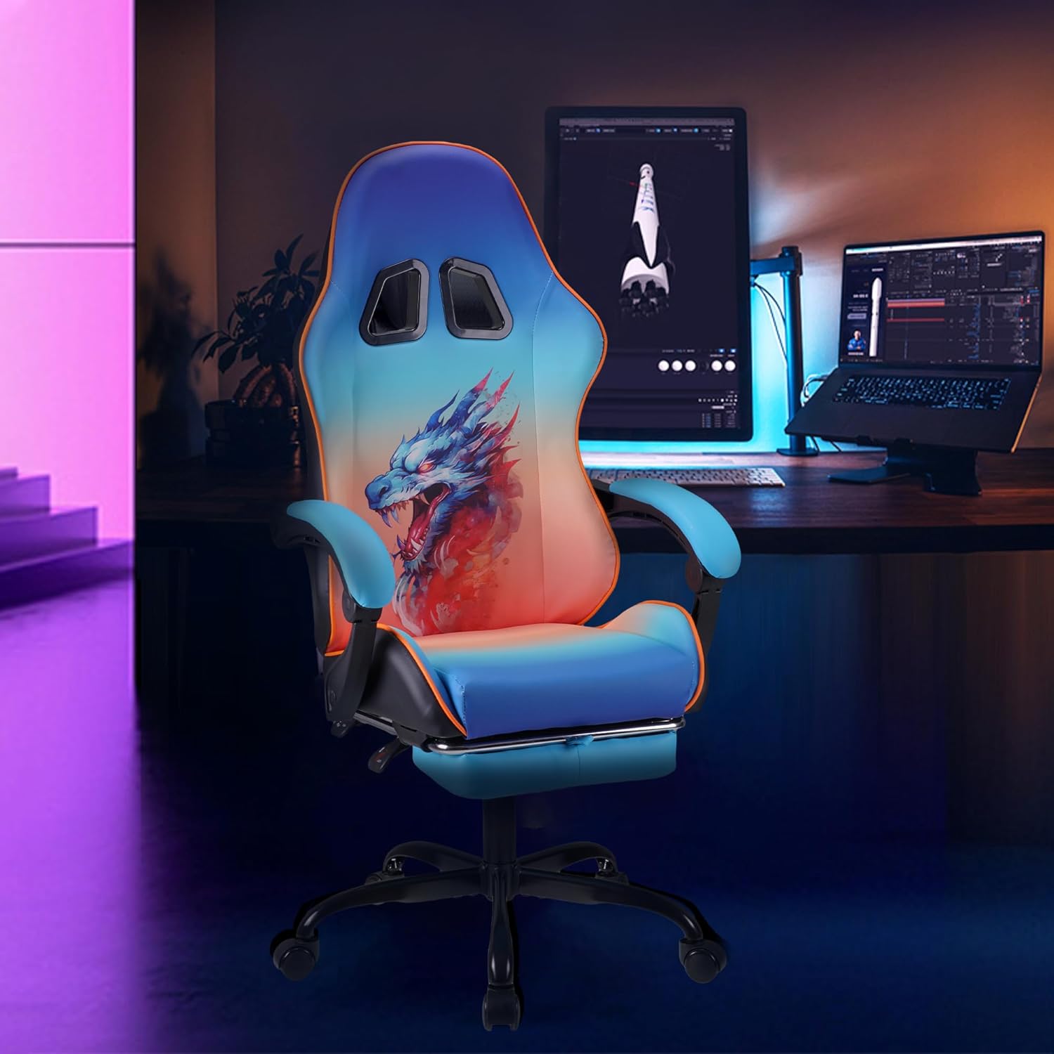 play haha. Chaise de Jeu Chaise de Bureau Chaise pivotante Chaise d'ordinateur Chaise de Travail Chaise de Bureau Chaise Ergonomique Chaise de Course Chaise en Cuir (avec Repose-Pieds)