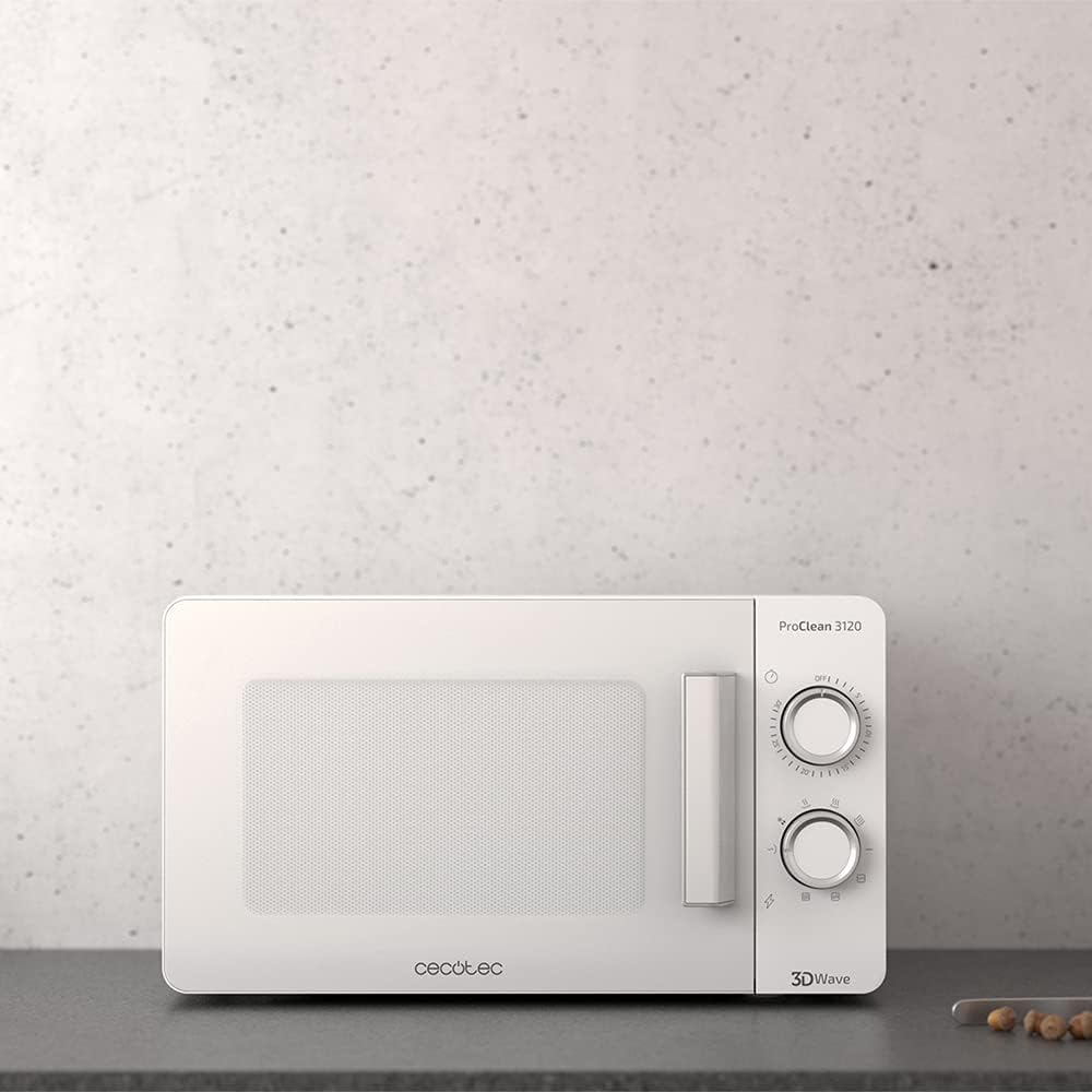 Cecotec Four à micro-ondes ProClean 9110 FullINOX avec grill 1000 W, 30 litres, 5 niveaux de puissance, 8 programmes, minuterie de 60 minutes, revêtement Ready2Clean, design avant miroir