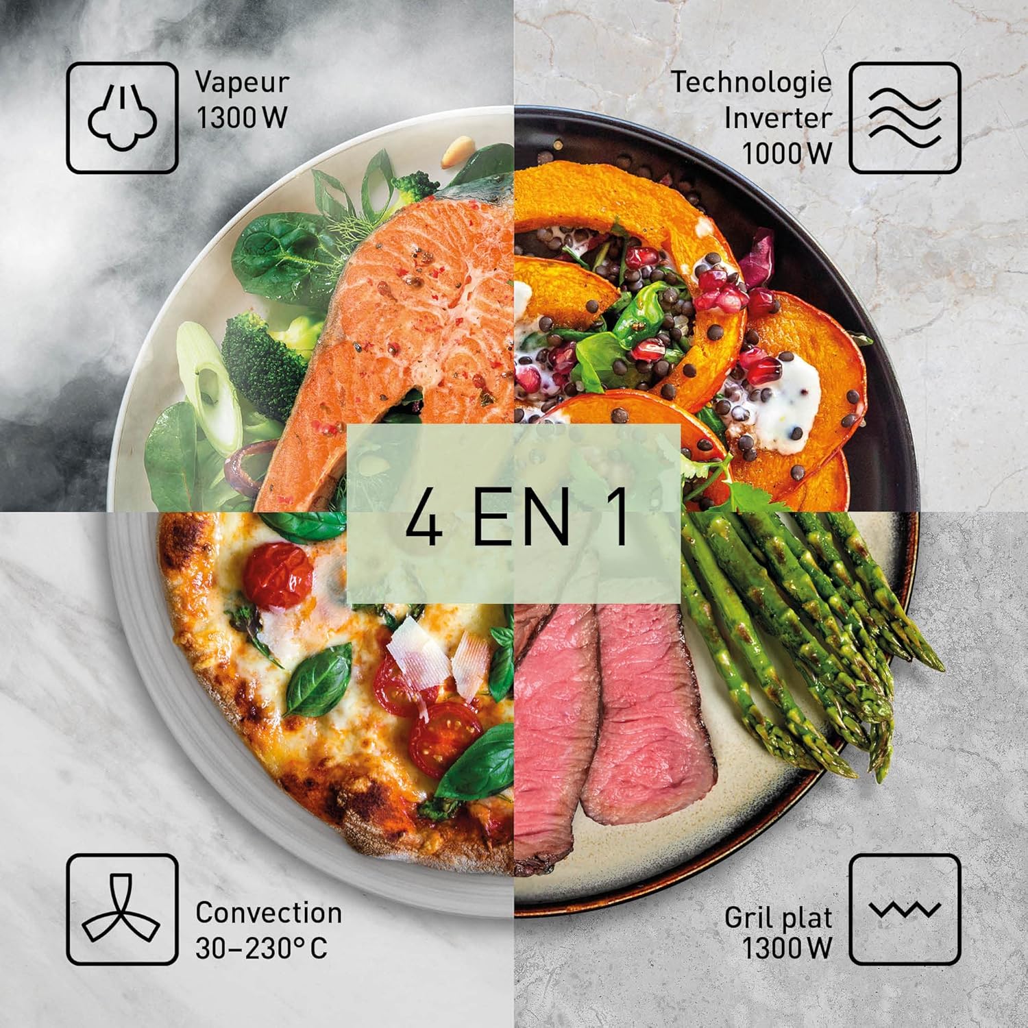 Panasonic NN-DS59NMETG Four à micro-Ondes Combiné 4-en-1 avec Gril, 27 Litres, 1000W, Cuisson à Deux niveaux, Capteur Genius, 32 Programmes Automatiques, Plateau Gril, Nettoyage Facile, Noir