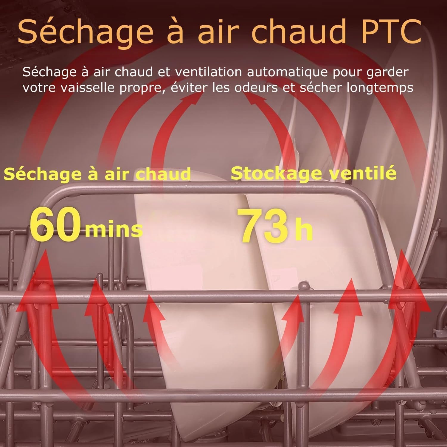 YU YUSING Mini Lave-vaisselle Compact 45cm avec 6 Programmes 4 Couverts, Petit Lave-vaisselle Sans ou Avec Arrivée d'Eau, Portable, Réservoir d'Eau 5L, Commande Tactile, Écran LED