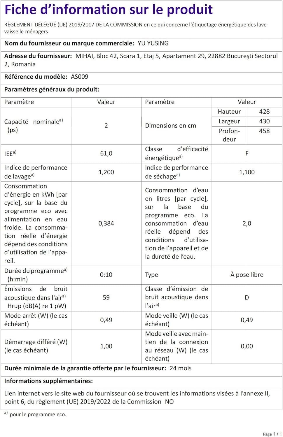 YU YUSING Mini Lave-vaisselle Compact 45cm avec 6 Programmes 4 Couverts, Petit Lave-vaisselle Sans ou Avec Arrivée d'Eau, Portable, Réservoir d'Eau 5L, Commande Tactile, Écran LED