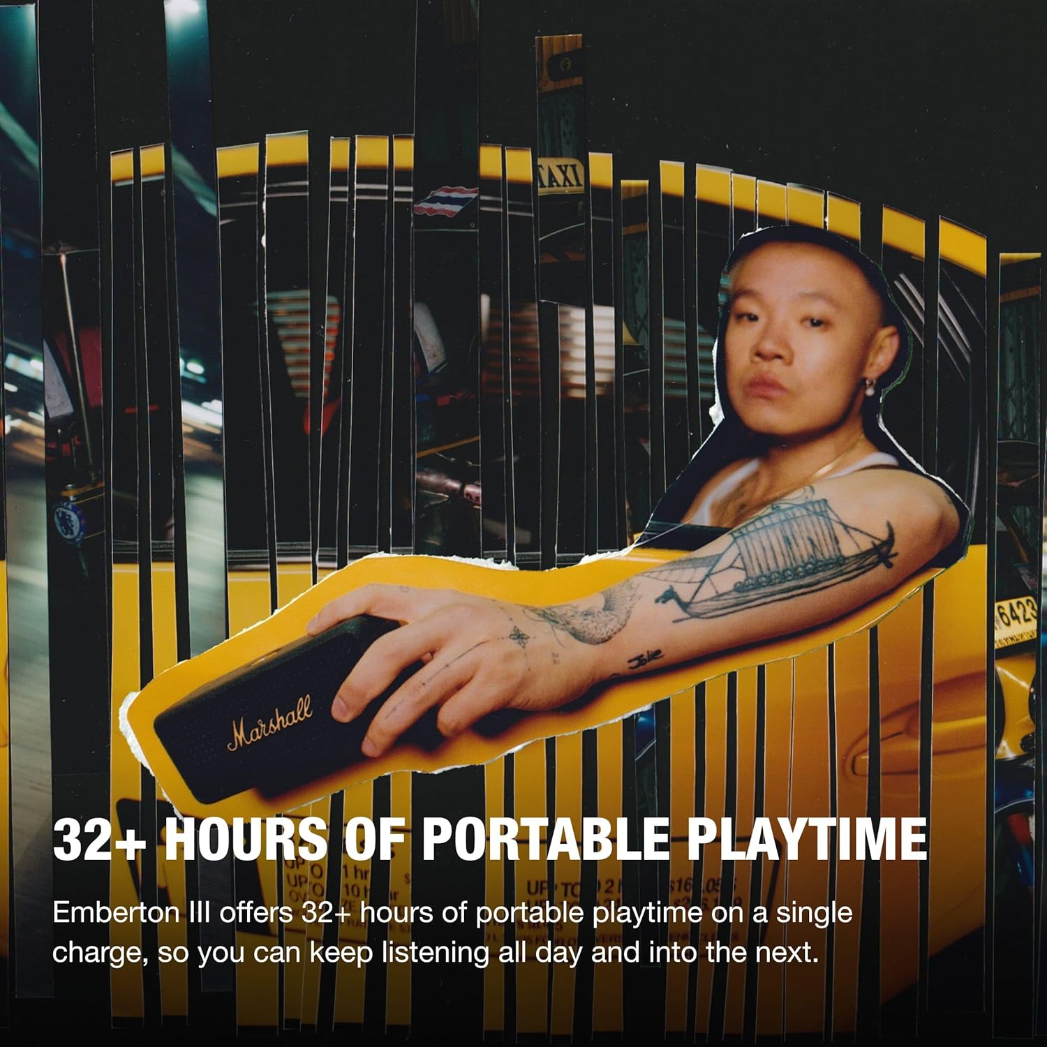 Marshall Emberton III Enceintes Bluetooth Portables, sans Fil, IP67 Résistant à la Poussière et à l'eau, Plus de 32 Heures de Lecture, Charge Rapide - Noir & Laiton