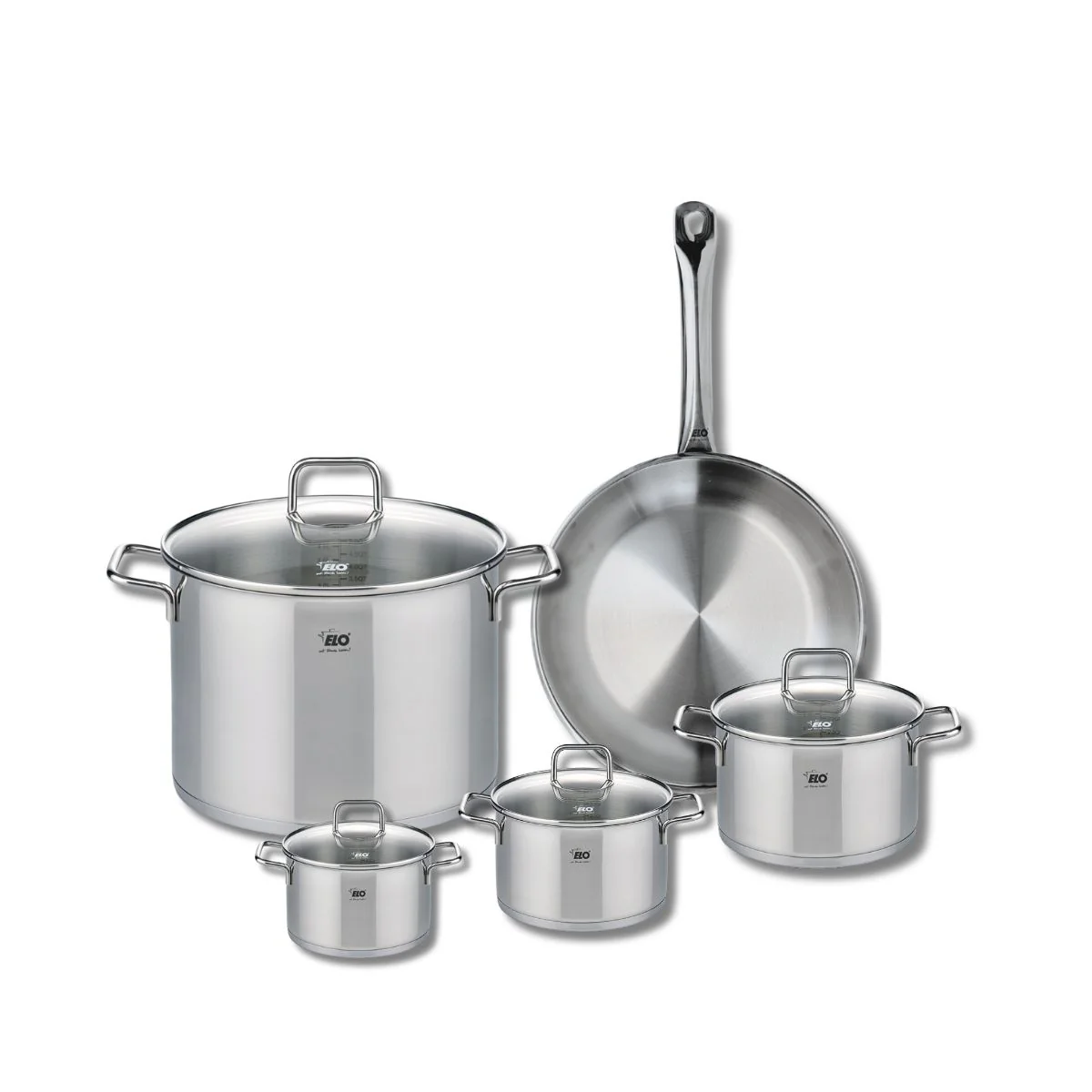 Ensemble de 1 Poêle de cuisson 28 cm et 4 faitouts 12, 14, 16 et 26 cm Elo Profi Citrin Elo