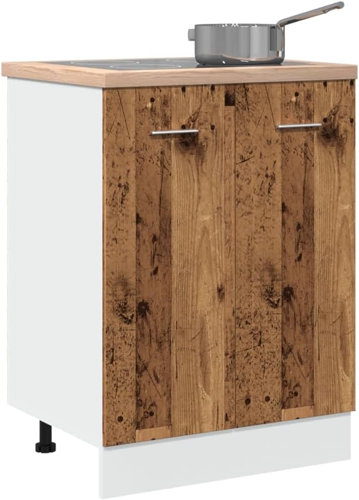 vidaXL Armoire à Micro-Ondes Placard Armoire de Rangement Meubles de Cuisine avec 4 Etagères Intérieur Maison Gris Béton 60x57x207 cm Aggloméré