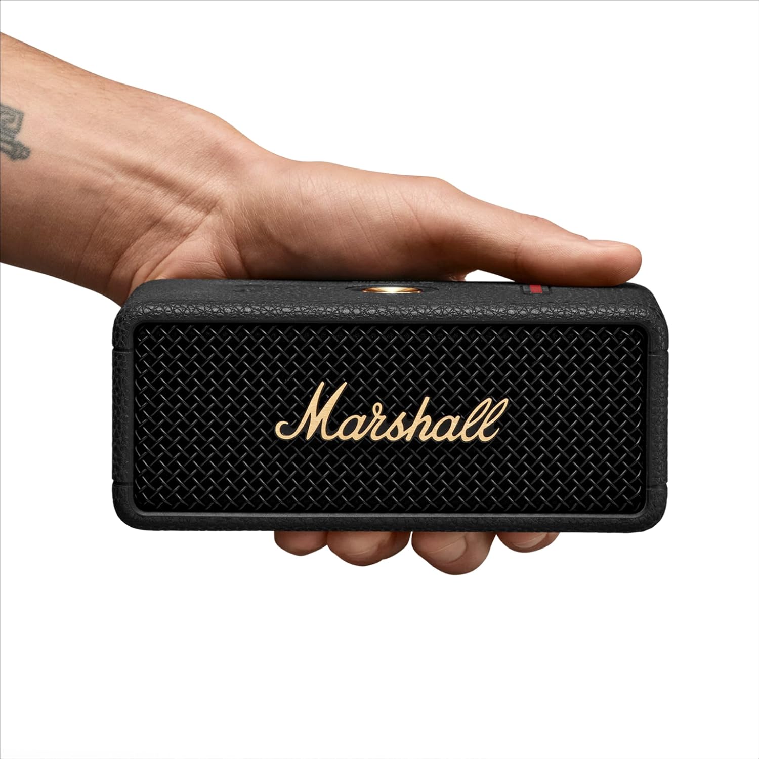 Marshall Emberton III Enceintes Bluetooth Portables, sans Fil, IP67 Résistant à la Poussière et à l'eau, Plus de 32 Heures de Lecture, Charge Rapide - Noir & Laiton