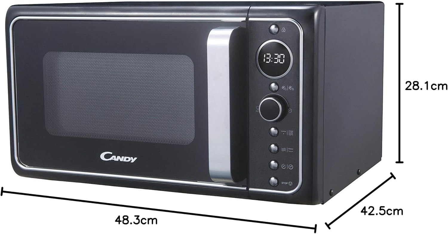 Candy DIVOG25CC Micro-ondes Gril quartz, Puissant 900 W + Gril 1000W, 25L, Programmateur digital, 6 Niveaux de puissance, Décongelation poids/temps, Fonction silence,Design Retro, Couleur Crème