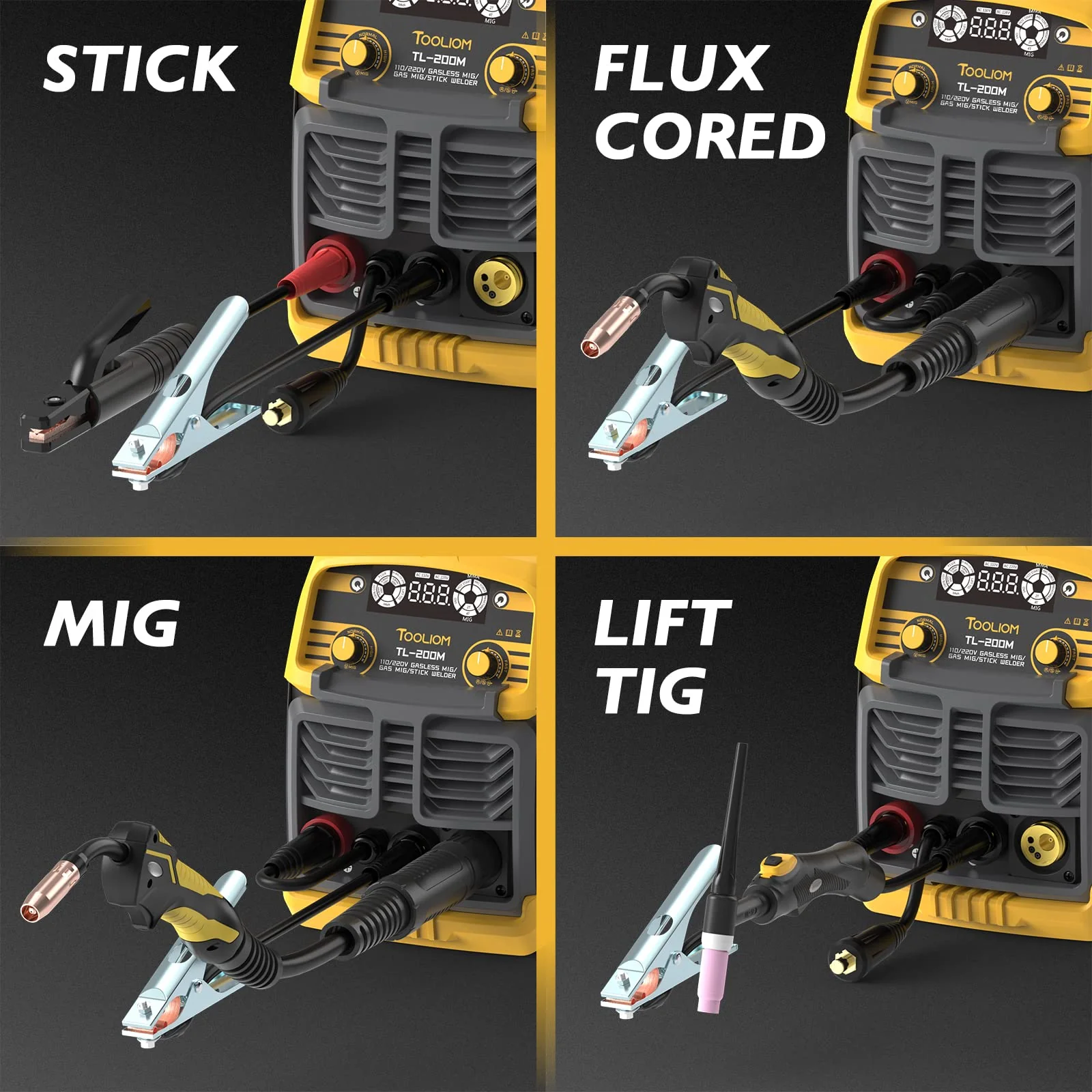 TOOLIOM 200M 3 in 1 Flux MIG Welder 110 / 220V Dual Voltage