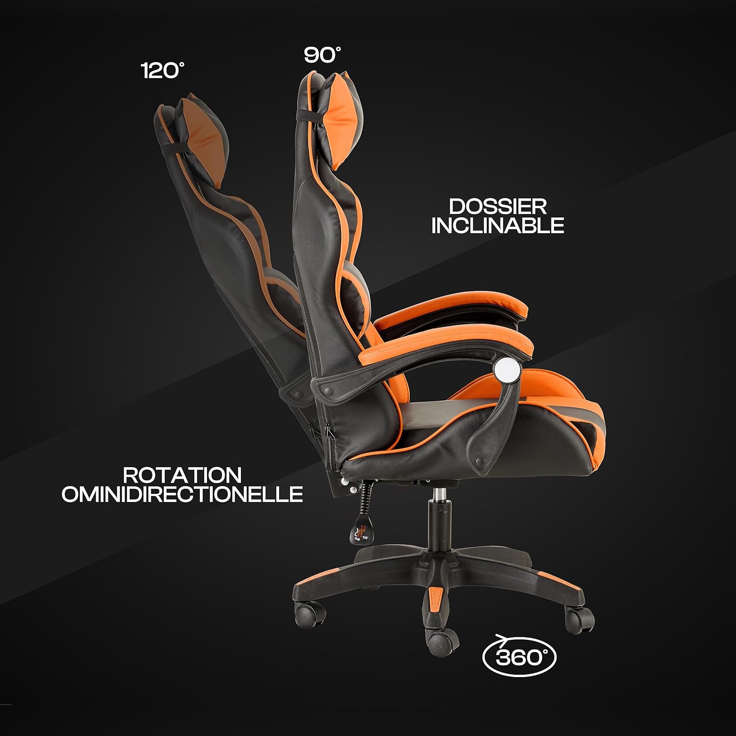 Baroni Home Chaise de Gaming, Chase de Jeux Ergonomique Chaise de Bureau avec Confortable Dossier réglable, Appui-tête et Soutien Lombaire, Blanc