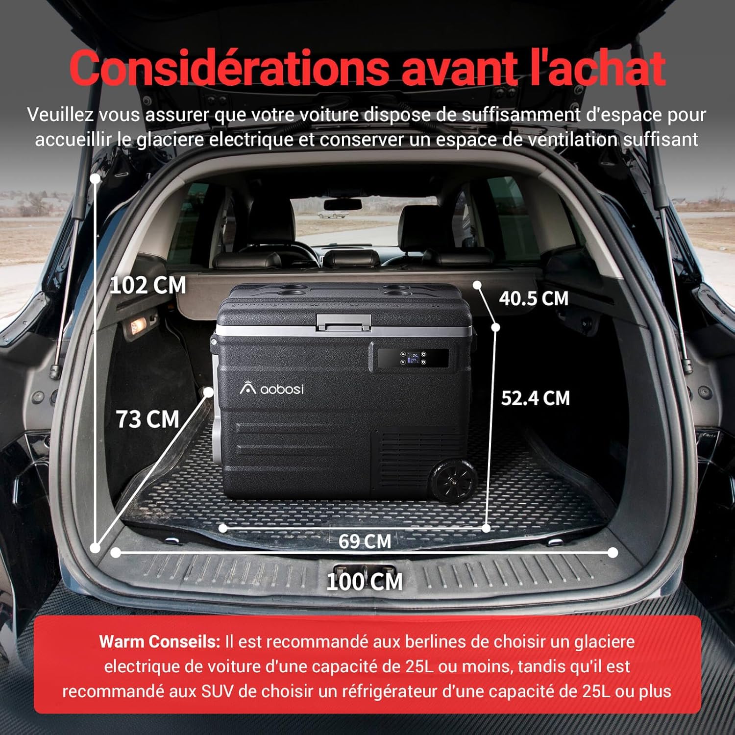 AAOBOSI 45L Glacière à Compresseur, Glaciere Électrique -20℃ à 20℃, Frigo Camion APP&Bouton Contrôle, 12/24V DC et 100-240V AC Glaciere Camping Pour Voiture, Camion, Bateau et Prise De Courant