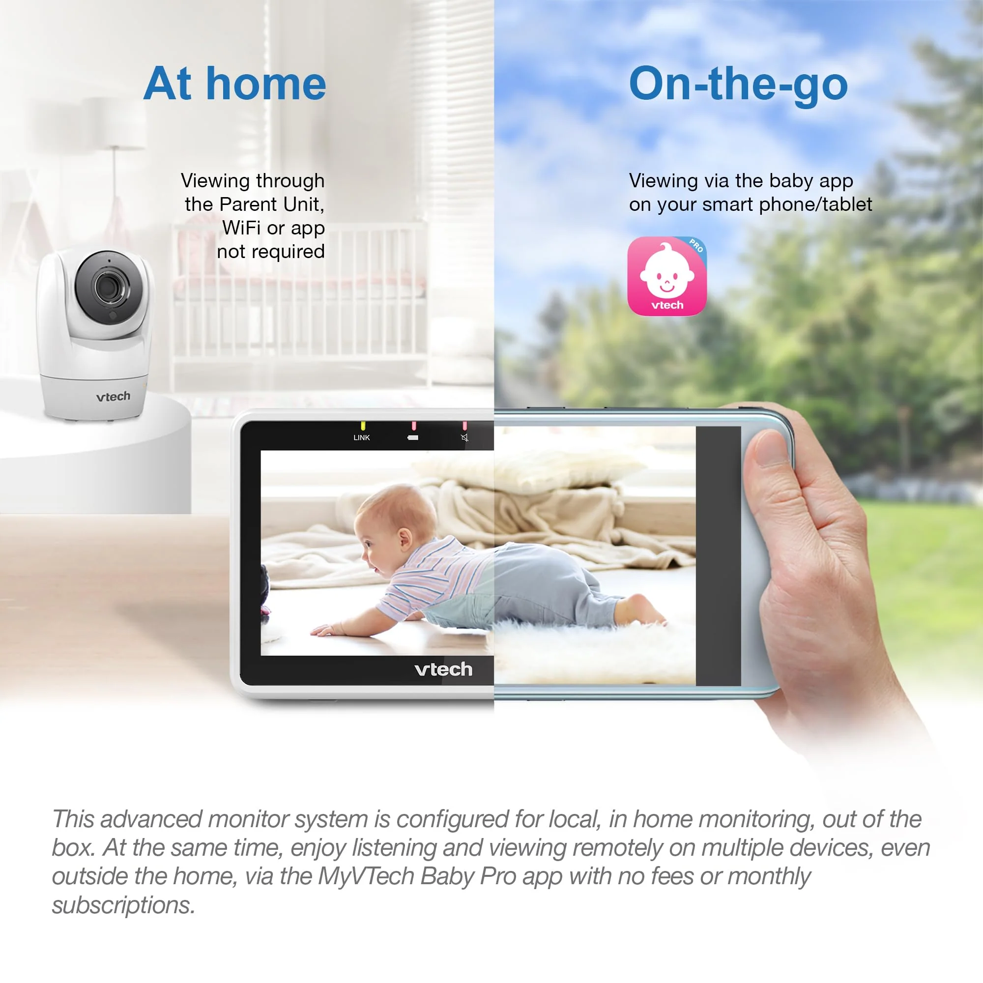 VTech Smart WiFi Baby Monitor, 5-inch 720p Display, 1080p Camera